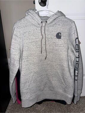 Carhartt Light Heather Gray Crewneck Logo Hoodie